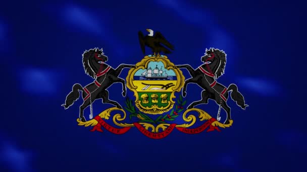 Pennsylvania denso sventola tessuto bandiera, anello di sfondo — Video Stock