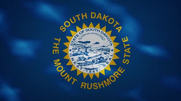 Южная Дакота плотная ткань флага колебания, фоновая петля — стоковое видео