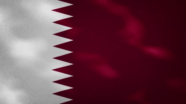 卡塔尔浓密的国旗织物摇动，背景圈 — 图库视频影像