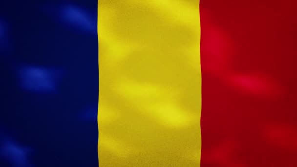 Rumäniens dichter Fahnenstoff schwankt, Hintergrundschleife — Stockvideo