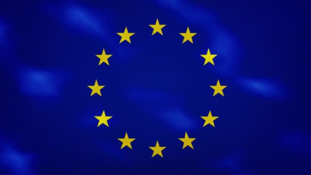 Колебания плотной ткани флага ЕС, фоновая петля — стоковое видео