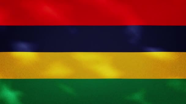 Маврикий плотная ткань флага колебания, фоновая петля — стоковое видео