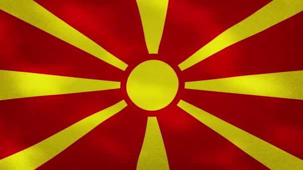 Makedonya 'da yoğun bayrak kumaşı dalgalanmaları ve arka plan döngüsü — Stok video