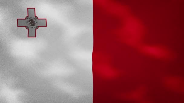 Мальтийский плотный флаг ткань колеблется, задний цикл — стоковое видео