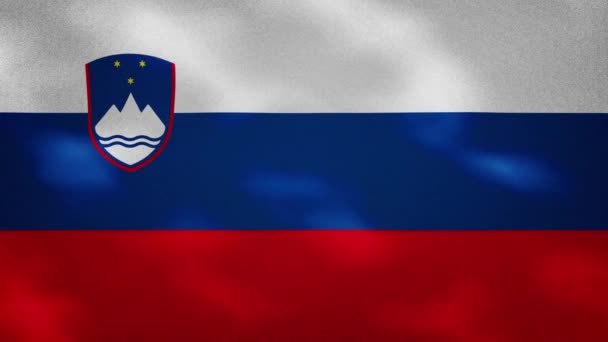 Slovenya 'nın yoğun bayrak kumaşı dalgalanmaları, arkaplan döngüsü — Stok video