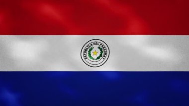 Paraguay yoğun bayrak kumaş dalgalanmaları, arkaplan döngüsü