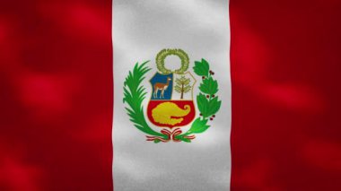 Peru 'nun yoğun bayrak kumaş sallamaları, arkaplan döngüsü