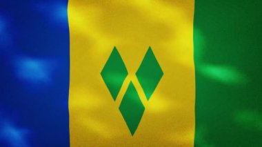 Saint Vincent ve Grenadines 'in yoğun bayrak kumaşı dalgalanmaları, arka plan döngüsü