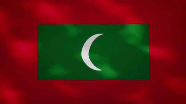 Мальдивы плотные ткани флага колебания, фоновый цикл — стоковое видео