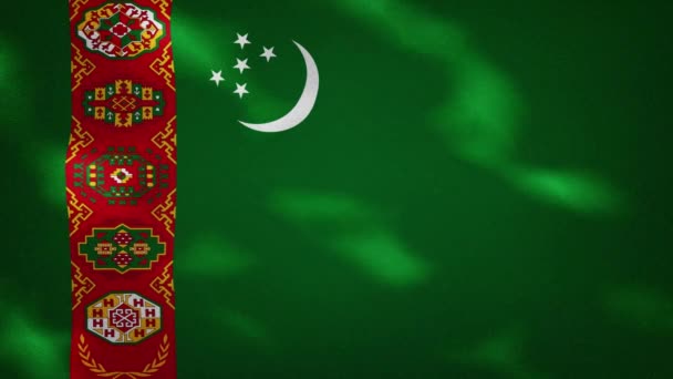 Turkmenistán tejido de bandera densa vacila, bucle de fondo — Vídeos de Stock