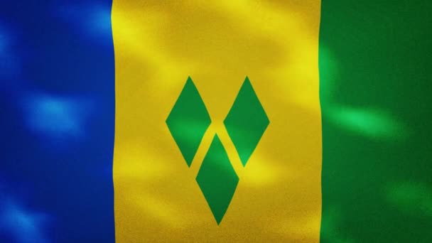 Saint Vincent and the Grenadines dense flag fabric wavers, background loop — Stock Video