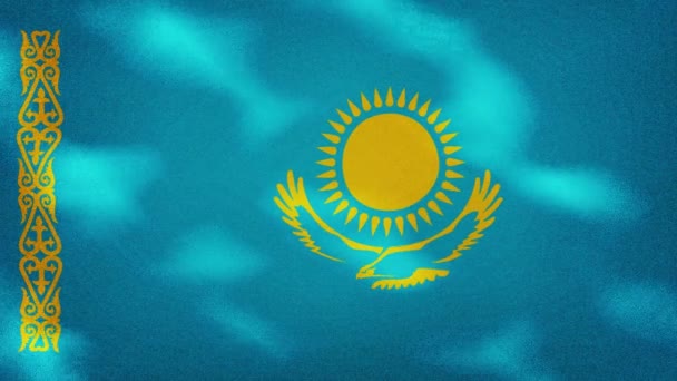 Kazachstán husté vlajky tkaniny vlnky, pozadí smyčka