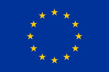 Orantı ve renk vektörü olarak 12 altın yıldızlı Avrupa Birliği bayrağı