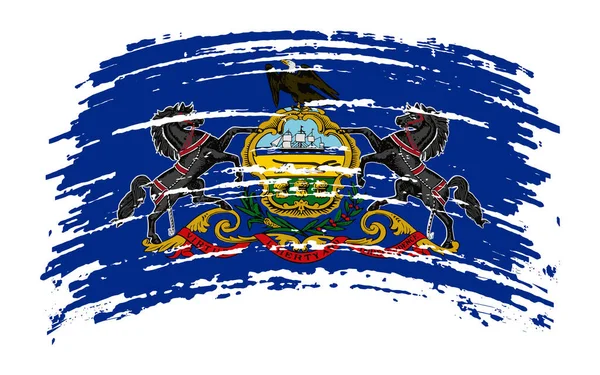 ペンシルベニア州アメリカ国旗 ブラシストローク ベクトル画像 — ストックベクタ