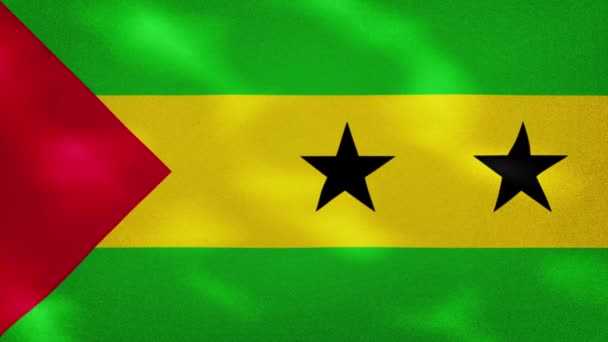 Sao Tomé en Principe dichte vlaggendoek wavers, achtergrond lus — Stockvideo