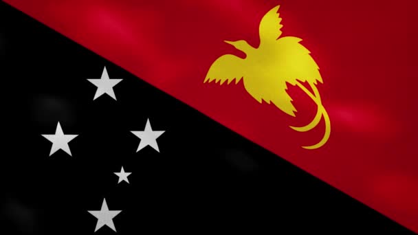 Papua Nuova Guinea denso sventola tessuto bandiera, anello di sfondo — Video Stock