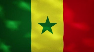 Senegal 'in yoğun bayraklı kumaş dalgalanmaları, arka plan döngüsü
