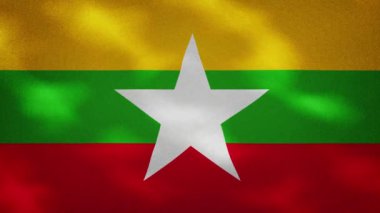 Myanmar yoğun bayrak kumaş dalgalanmaları, arkaplan döngüsü