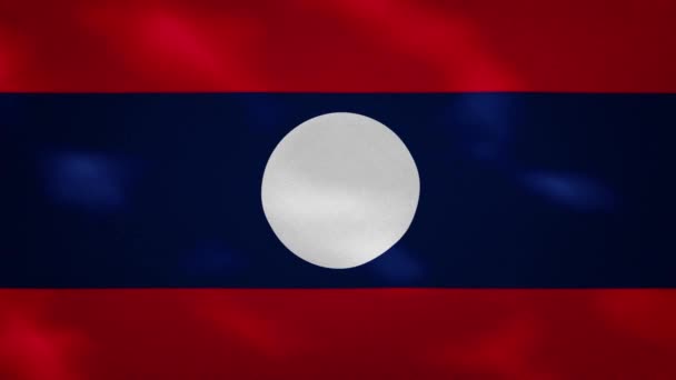 Laos tät flagga tyg vacklar, bakgrund loop — Stockvideo