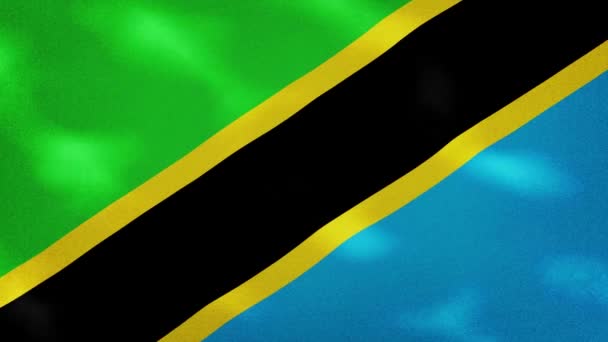 Tanzania tela de bandera densa oscila, bucle de fondo — Vídeos de Stock