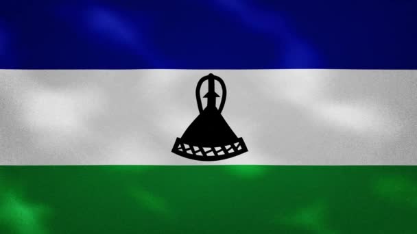 Lesotho tela de bandera densa vacila, bucle de fondo — Vídeos de Stock