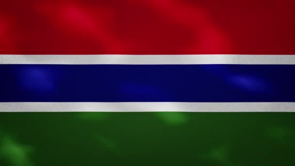 Gambia tät flagga väv vacklar, bakgrund loop — Stockvideo
