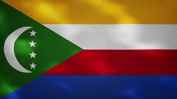 Коморские густые колебания флага, фоновая петля — стоковое видео