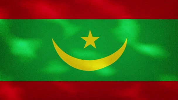 Mauritánská hustá vlajková tkanina vlnění, pozadí smyčka — Stock video