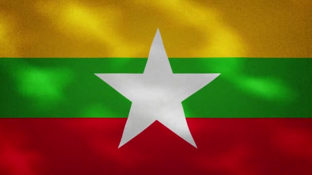 Myanmar tela de bandera densa oscila, bucle de fondo — Vídeo de stock