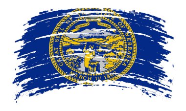 Grunge fırça darbesiyle Nebraska ABD bayrağı, vektör resmi