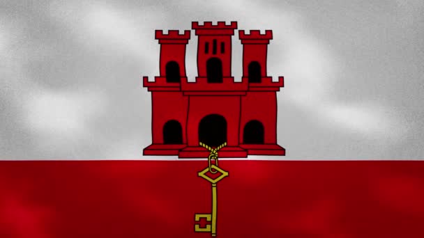 Gibraltarská hustá vlajková tkanina se vlní, smyčka pozadí — Stock video