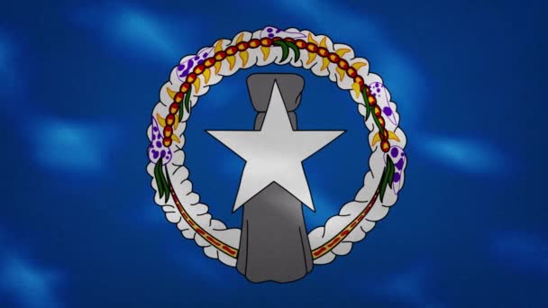 Northern Mariana Islands dense flag fabric wavers, background loop — Stock Video