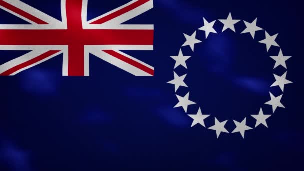Cook Islands dense flag fabric wavers, background loop — Stock Video