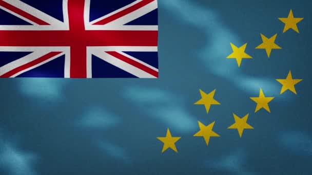 Tuvalu denso sventola tessuto bandiera, anello di sfondo — Video Stock