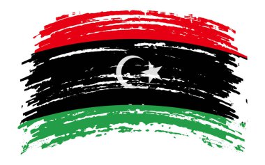 Grunge fırça darbesinde Libya bayrağı, vektör resmi
