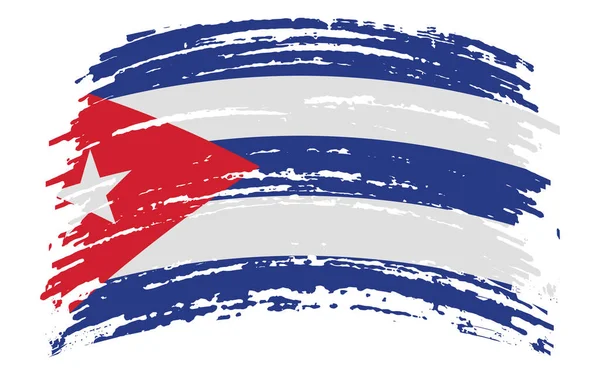 Drapeau Cuba Coup Pinceau Grunge Image Vectorielle — Image vectorielle