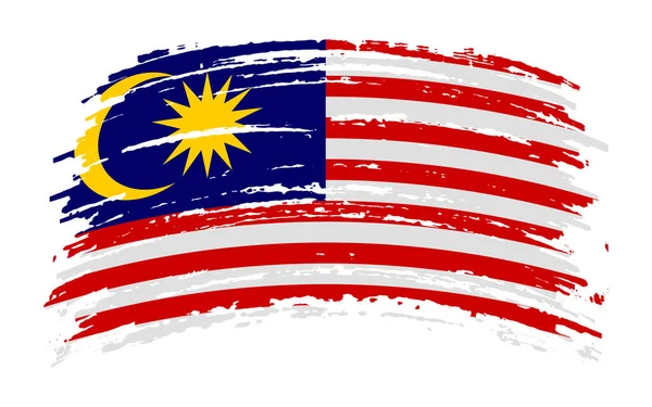 Malaysia Flagge Grunge Pinselstrich Vektorbild — Stockvektor