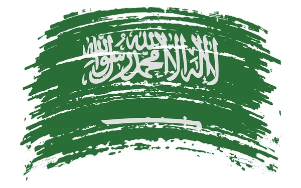 Grunge Fırça Darbesiyle Suudi Arabistan Bayrağı Vektör Resmi — Stok Vektör