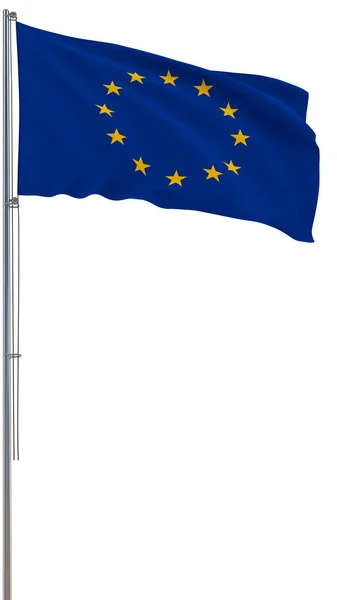 Bandeira União Europeia Acenando Vento Fundo Branco Imagem Renderização Realista — Fotografia de Stock