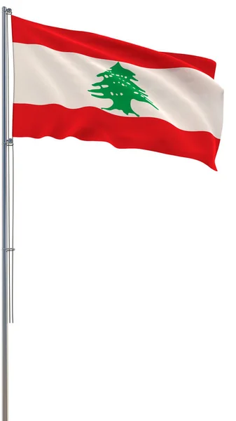 Flaga Libanu Machająca Wietrze Białe Tło Realistyczny Obraz Renderowania — Zdjęcie stockowe