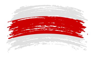 Beyaz-kırmızı-beyaz bayrak grunge fırça darbesiyle Beyaz Rusyalıların tarihi sembolü, vektör resmi