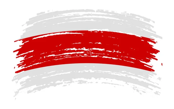 Bandera Blanca Roja Blanca Símbolo Histórico Los Bielorrusos Pincelada Grunge — Vector de stock