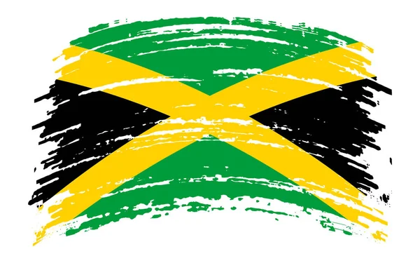 Jamaica Zászló Grunge Ecset Stroke Vektor Kép — Stock Vector