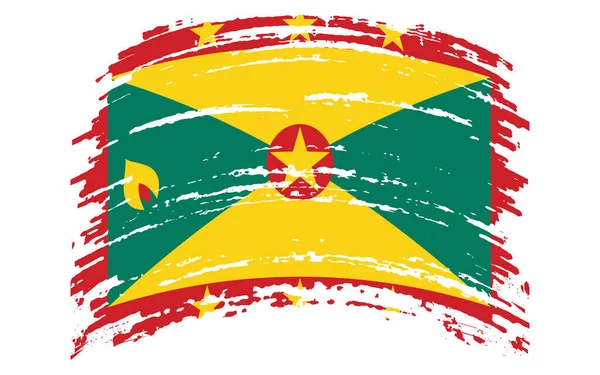 Grenada Flagge Grunge Pinselstrich Vektorbild — Stockvektor