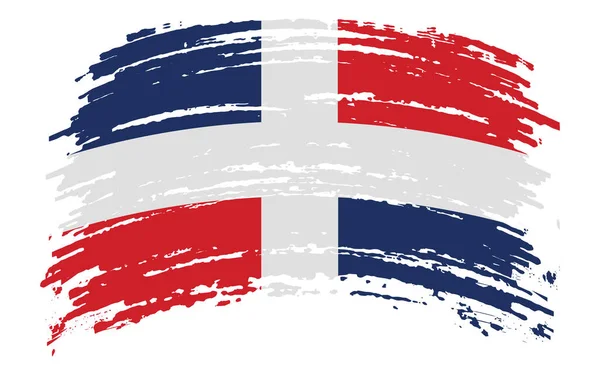 Grunge Fırça Darbesiyle Dominik Cumhuriyeti Bayrağı Vektör Resmi — Stok Vektör