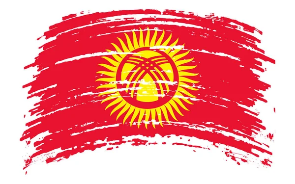 Bandera Kirguistán Pincelada Grunge Imagen Vectorial — Vector de stock