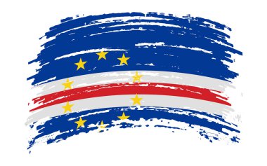 Grunge fırça darbesiyle Cape Verde bayrağı, vektör resmi