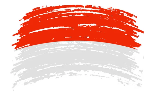 Флаг Индонезии Мазком Гранжевой Кисти Векторное Изображение — стоковый вектор