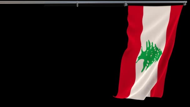 Drapeau libanais, agitant sur fond transparent, images de prores avec canal alpha, vidéo verticale — Video