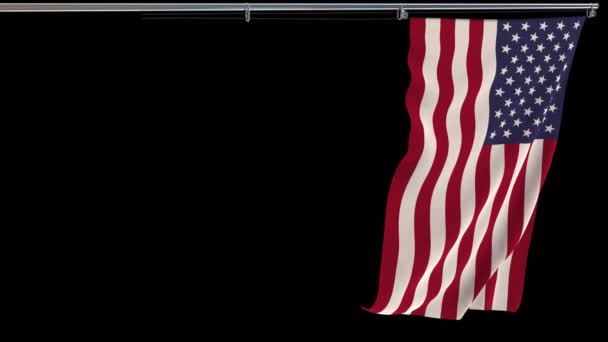 在透明的背景下挥动着美国国旗，用阿尔法频道、垂直视频搜索镜头 — 图库视频影像